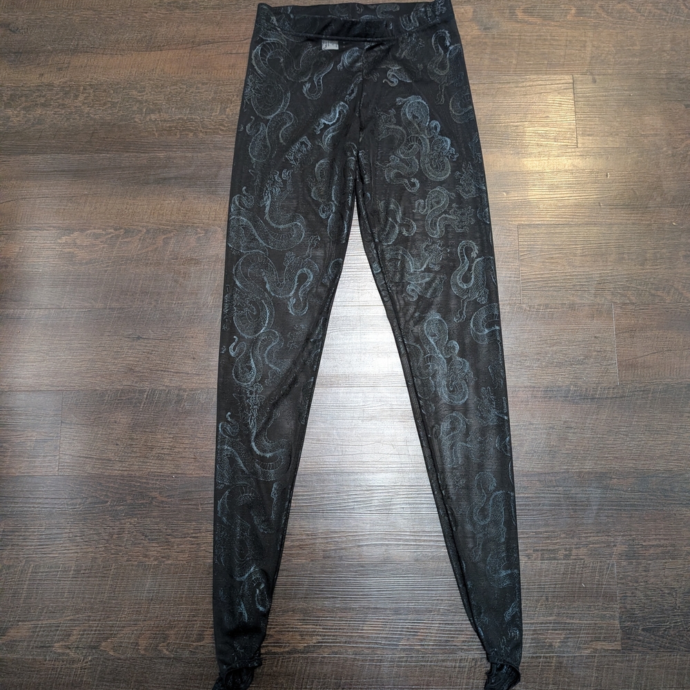 NWOT BlackMilk Tatsu Black Sheer Stirrup Hoisery Size Medium